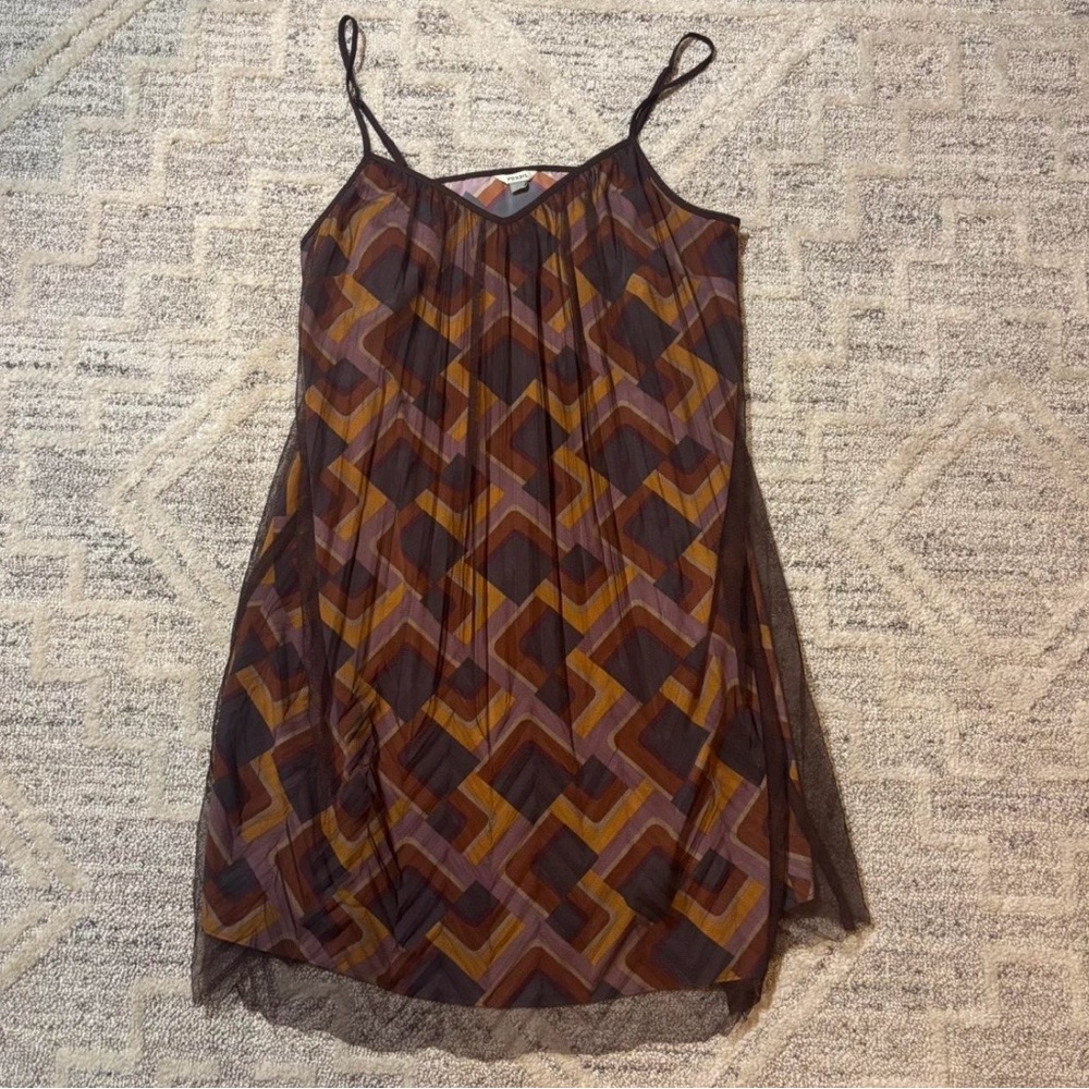 Fossil Geometric Multicolor Print Mini Dress Size M